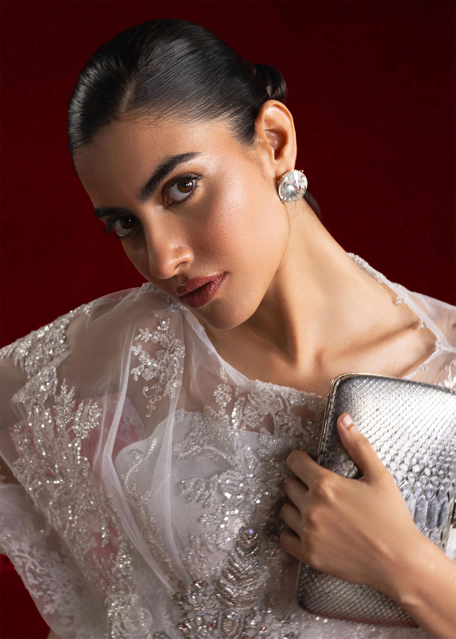 Ivory Embroidered Net Cape with Silk Flared Pants (2-Piece) - Image 4