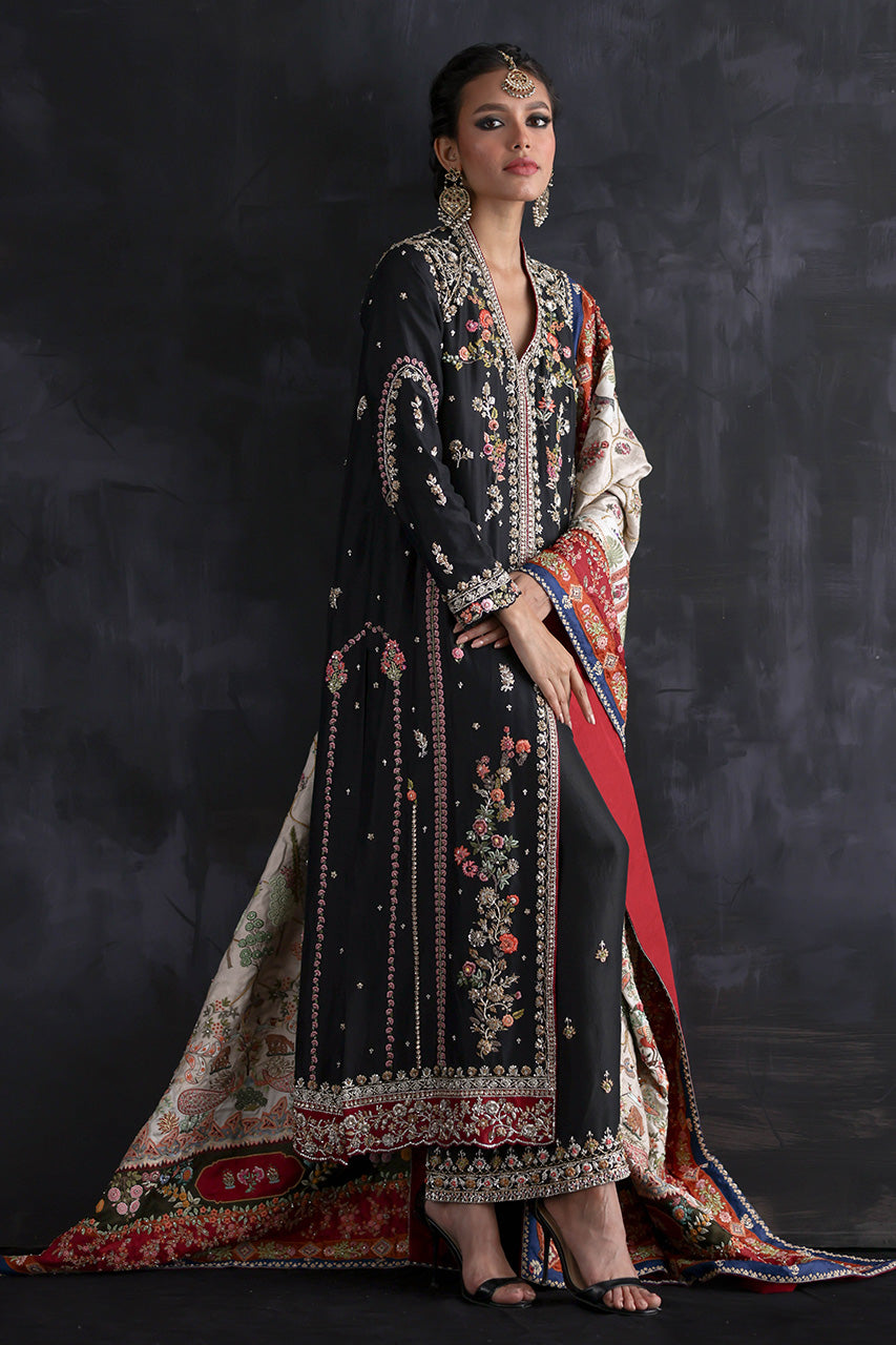 Ivory Woven Jamawar Silk Chadar (1-Pc) - Image 4