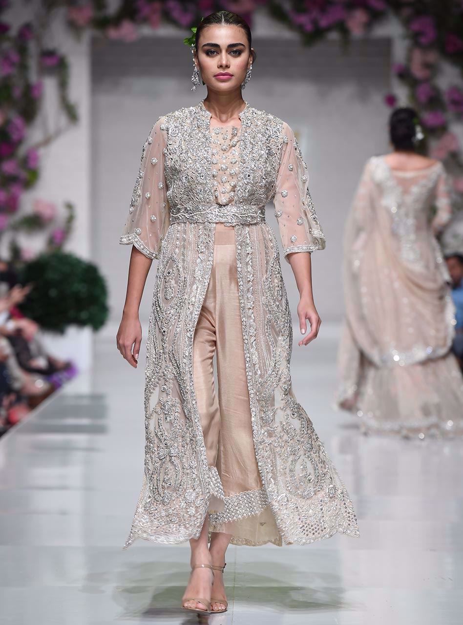 Pastel Embellished Net Long Jacket Co-ord Set (2-Piece) - Image 1