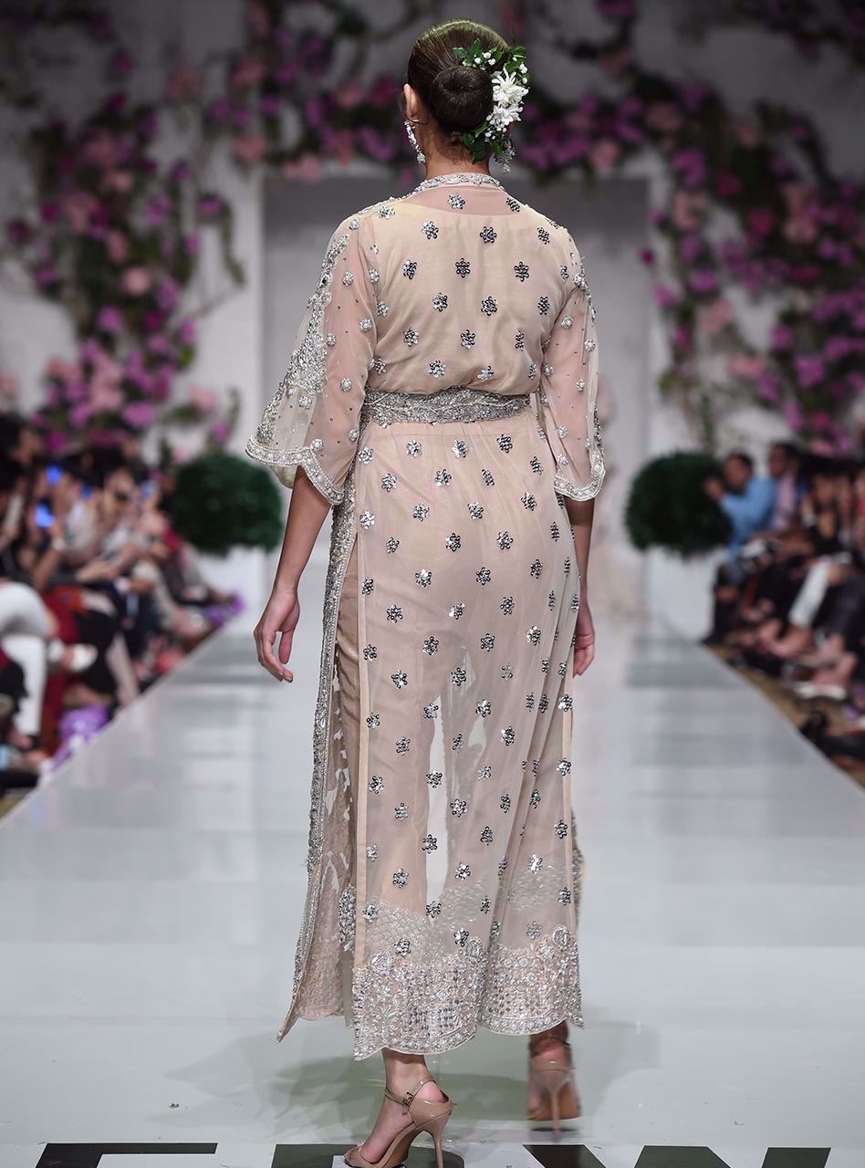 Pastel Embellished Net Long Jacket Co-ord Set (2-Piece) - Image 3