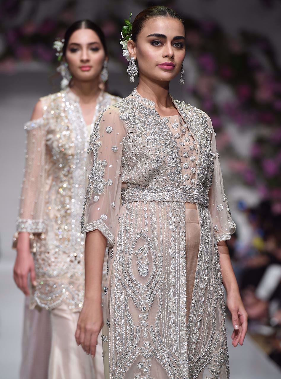 Pastel Embellished Net Long Jacket Co-ord Set (2-Piece) - Image 4