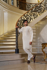 Ivory Embroidered Cotton-Silk Kurta Set (2-Piece) - Image 5