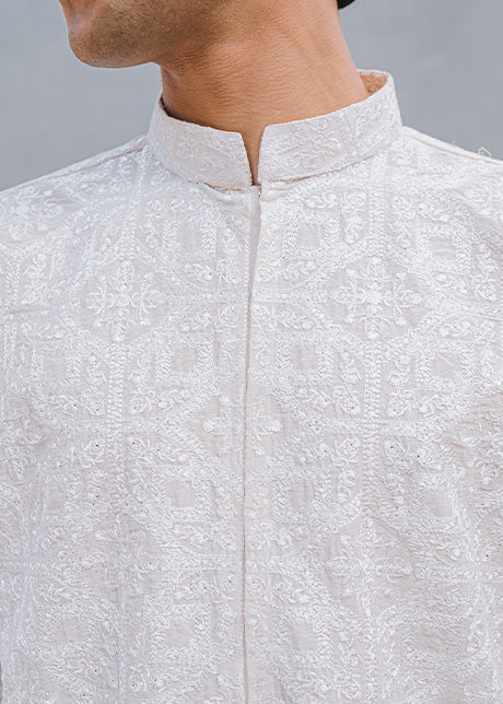 Ivory Embroidered Lawn Men’s Kurta (2-Piece) - Image 3