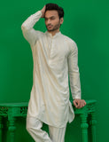 Off-White Embroidered Wash N Wear Kurta (2-Piece) - Image 7