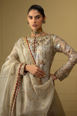 Ivory Mukesh Banarsi Organza Gharara (3-Piece) - Image 2