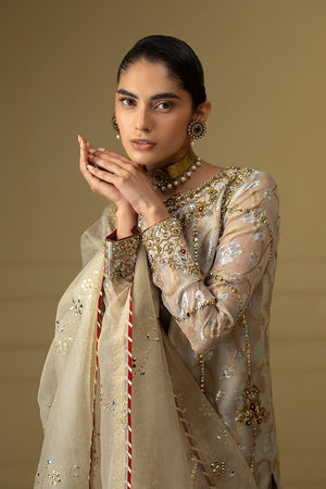 Ivory Mukesh Banarsi Organza Gharara (3-Piece) - Image 4