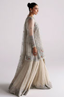 Indian Off-White Zardozi Chiffon Gharara Set (3-Piece) - Image 4