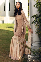 Pakistani Ivory Embroidered Jamawar Gharara Set (3-Piece) - Image 4