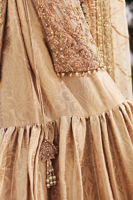 Pakistani Ivory Embroidered Jamawar Gharara Set (3-Piece) - Image 5