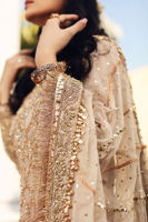Pakistani Ivory Embroidered Jamawar Gharara Set (3-Piece) - Image 7
