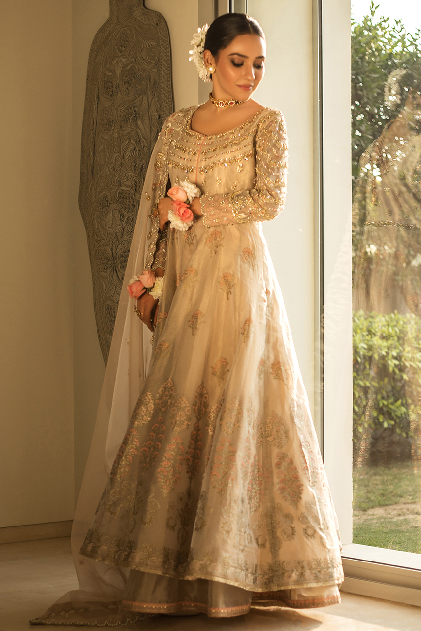 Ivory Zardozi Maysuri Anarkali Gharara (3-Piece) - Image 2