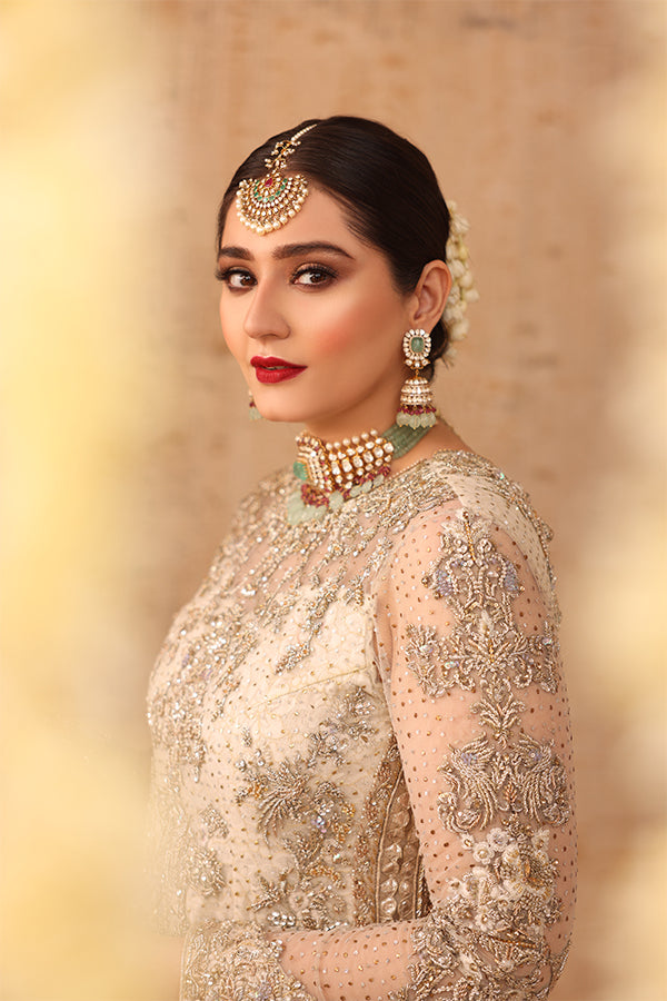 Pakistani Ivory Embellished Net Gharara Set (3-Piece) - Image 6