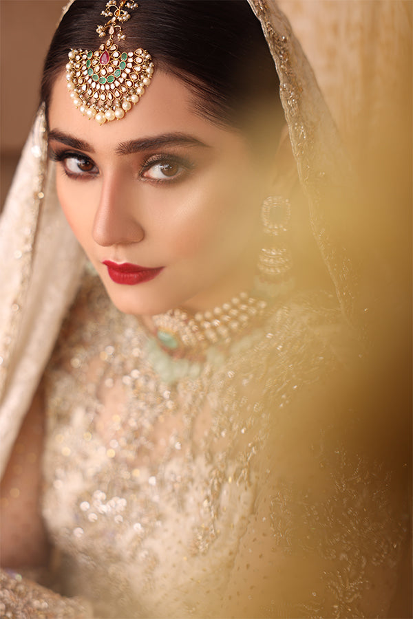 Pakistani Ivory Embellished Net Gharara Set (3-Piece) - Image 7