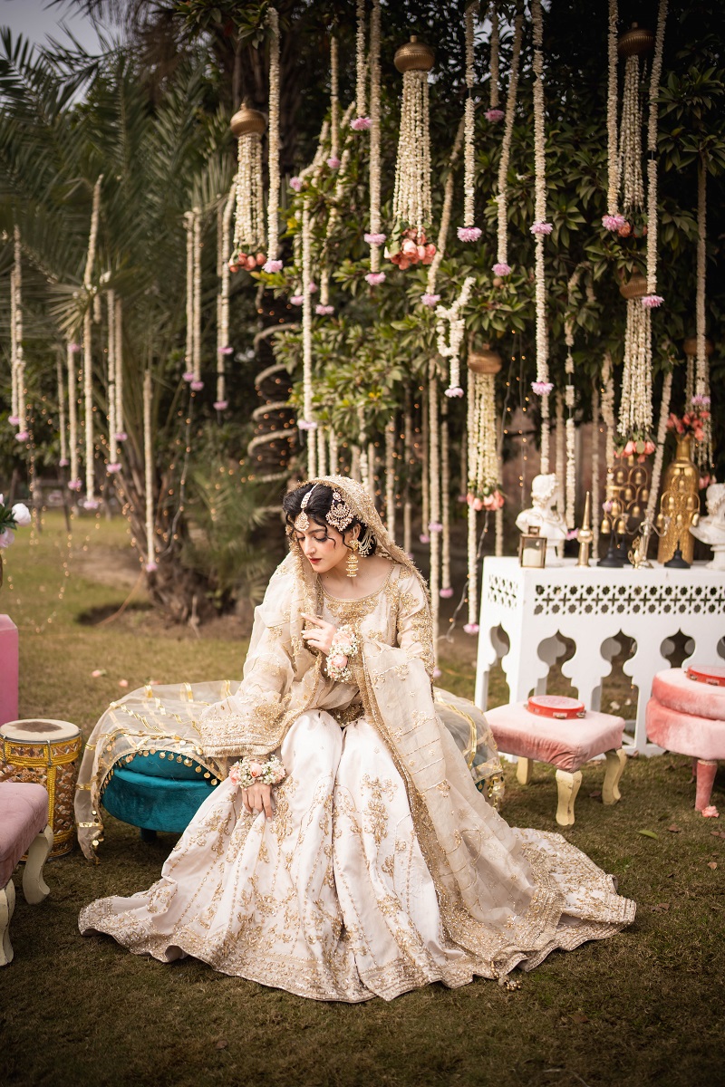 Ivory Zari & Pearl Organza Raw Silk Gharara (3-Piece) - Image 3