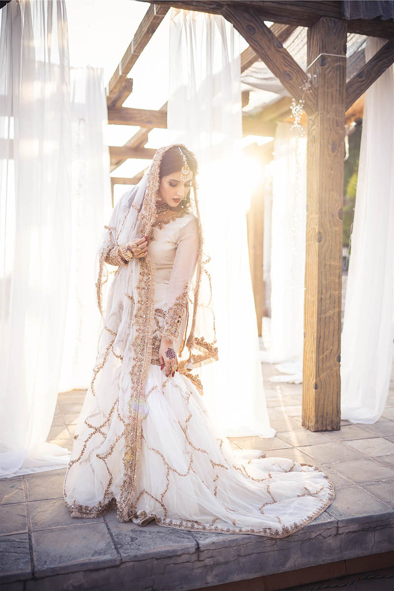 Pakistani Ivory Embellished Pure Organza Gharara Set (3-Piece) - Image 1