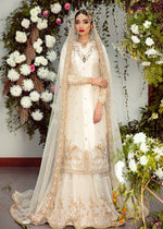 Ivory Embellished Net & Raw Silk Bridal Gharara (3-Piece) - Image 2