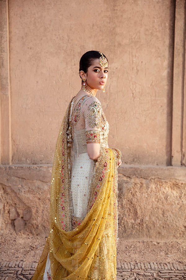 Ivory Embroidered Silk Gharara Set (3-Piece) - Image 8