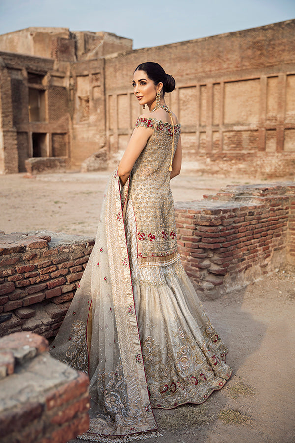 Ivory Zari Net Gharara Set (3-Piece) - Image 5