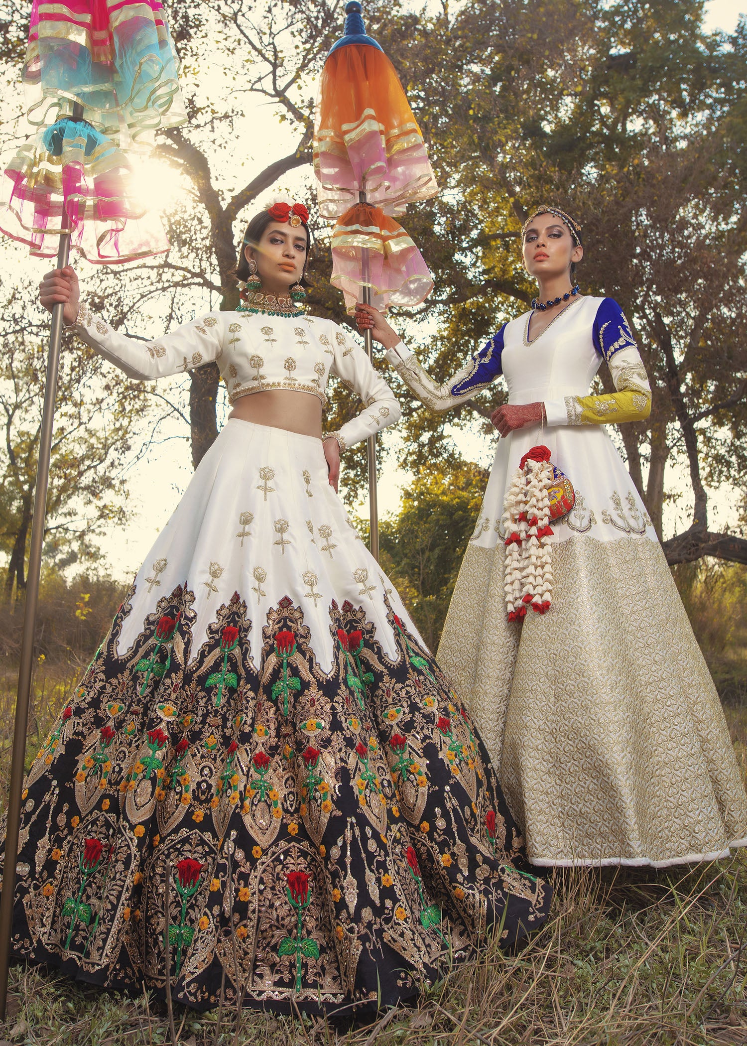 Pakistani Ivory Gold Embroidered Silk-Blend Gown (1-Pc) - Image 3