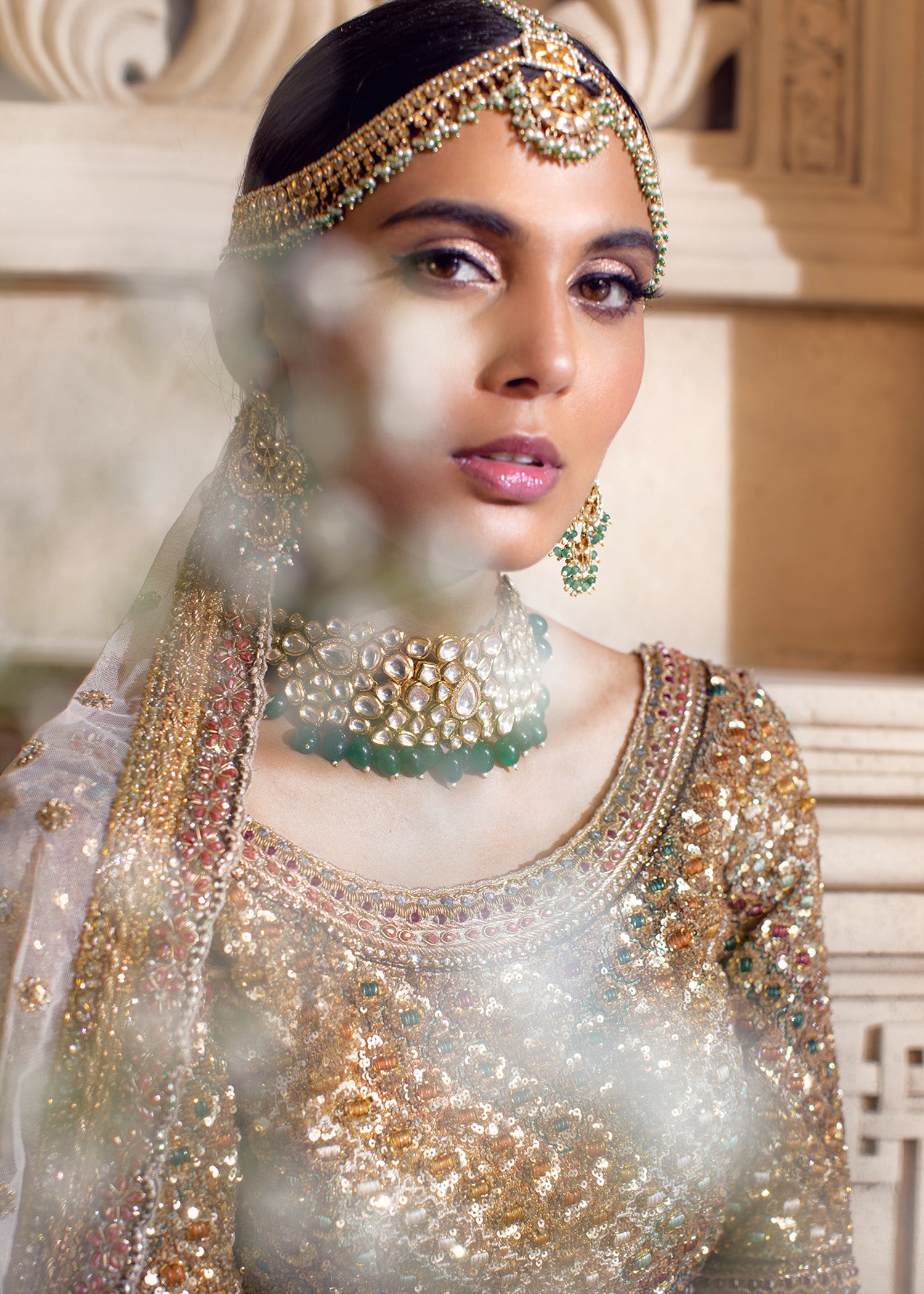 Ivory Gold Embellished Brocade Bridal Gown (2-Piece) - Image 2