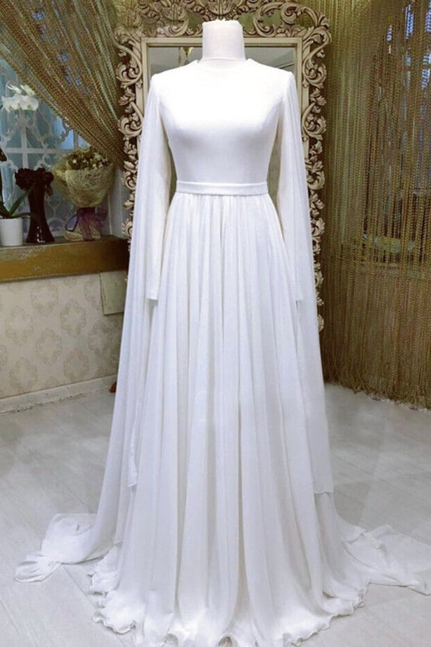 Pakistani Ivory Chiffon A-Line Wedding Gown (1-Pc) - Image 1