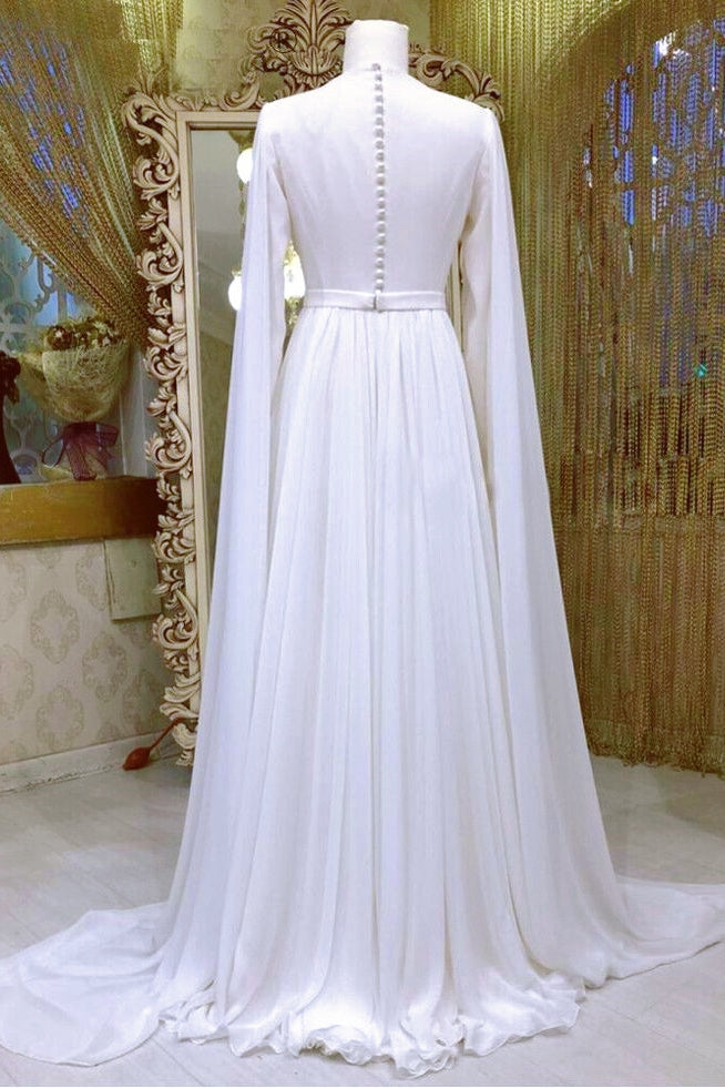 Pakistani Ivory Chiffon A-Line Wedding Gown (1-Pc) - Image 2