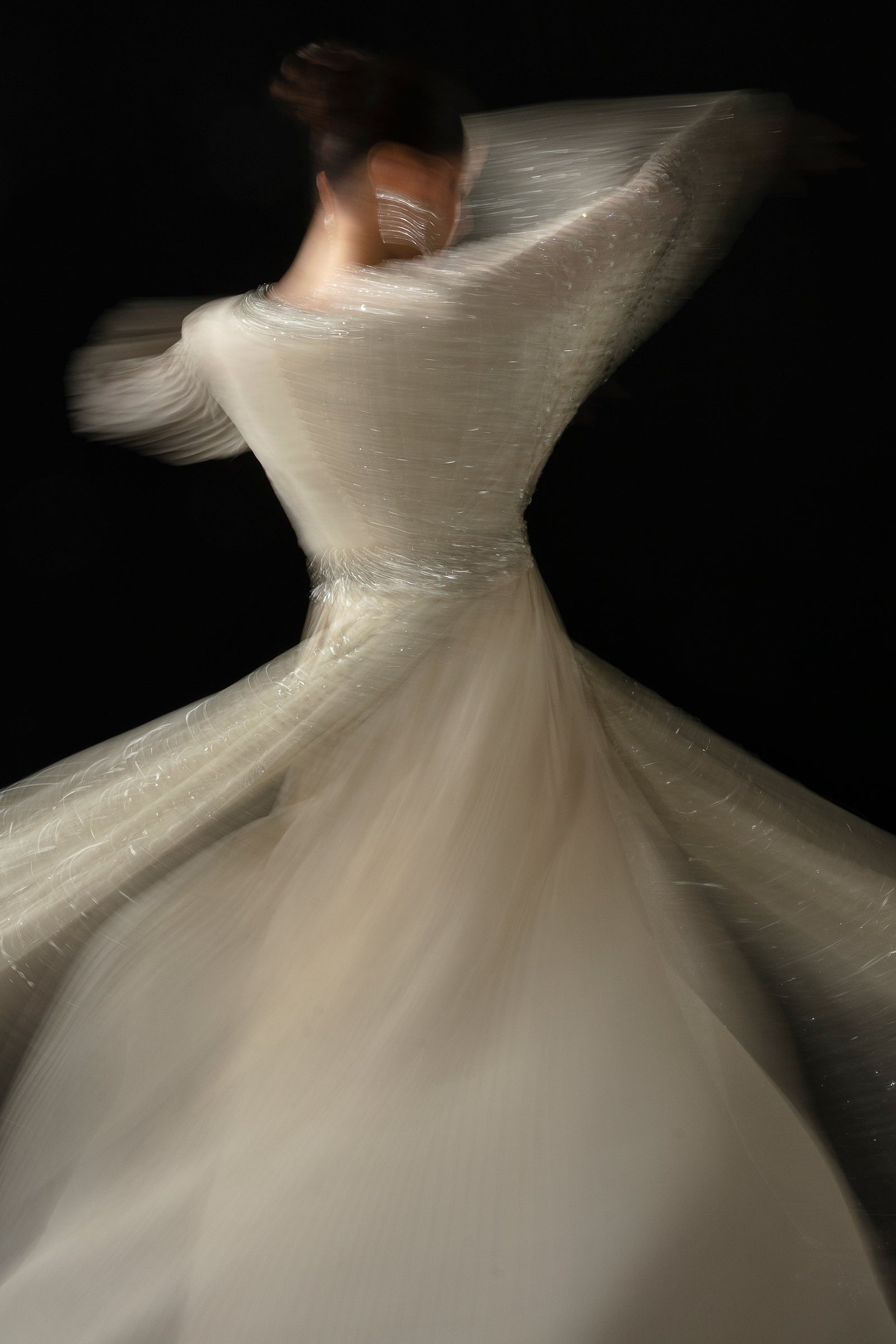 Ivory Crystal-Embellished Chiffon & Raw Silk Gown (2-Piece) - Image 7