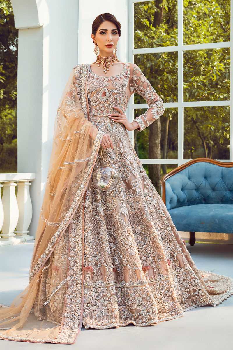 Beige Hand-Embellished Chiffon Gown (2-Piece) - Image 1