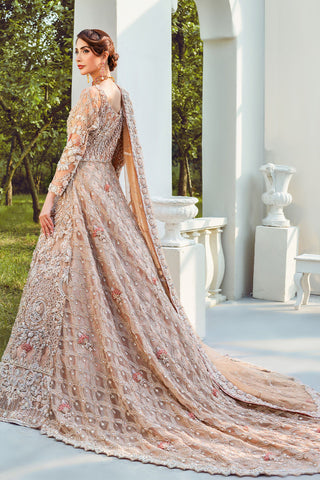 Beige Hand-Embellished Chiffon Gown (2-Piece) - Image 4