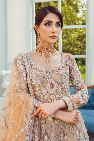 Beige Hand-Embellished Chiffon Gown (2-Piece) - Image 5