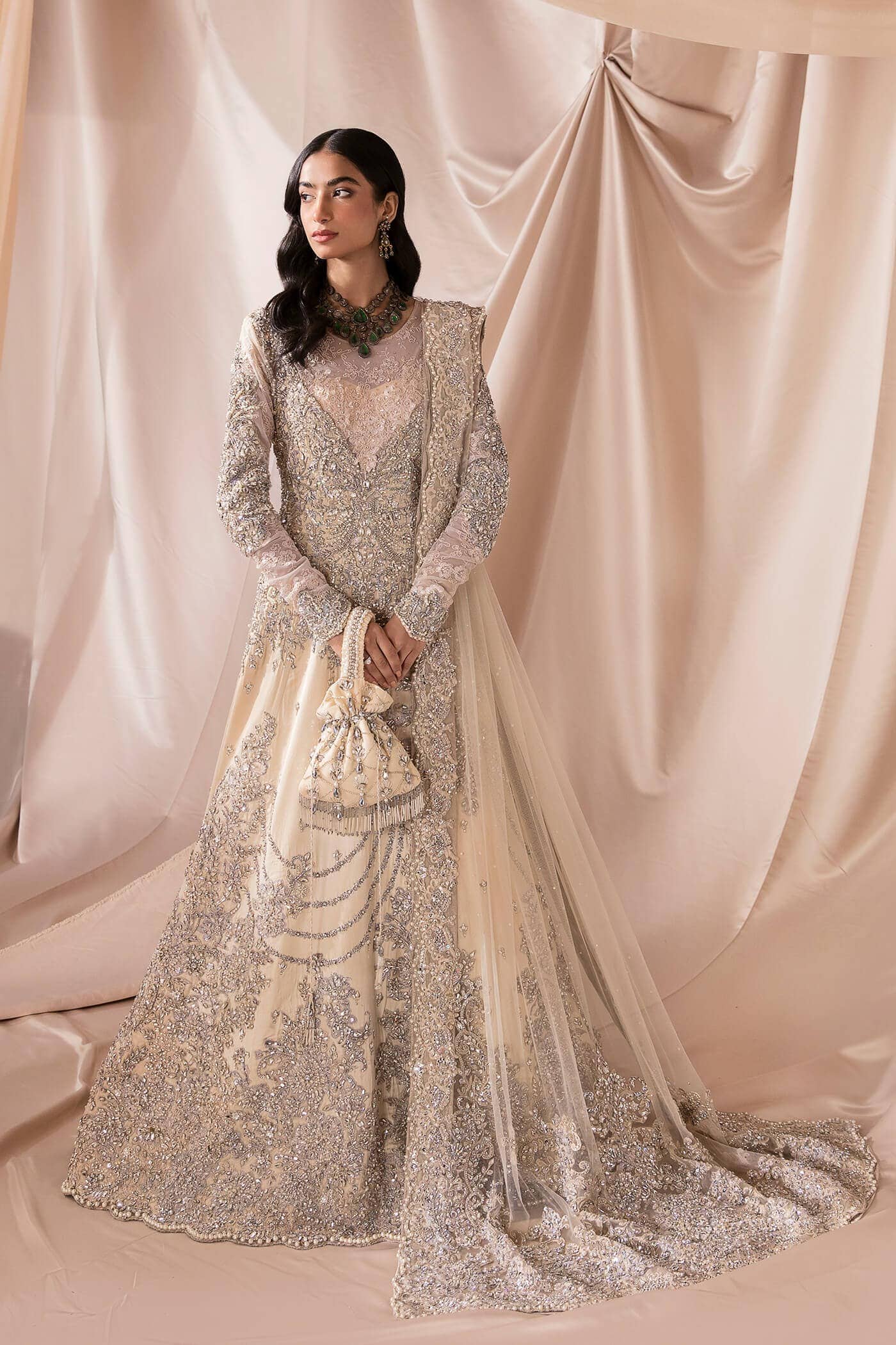 Ivory Embellished Duchess Satin Bridal Gown (2-Piece) - Image 2