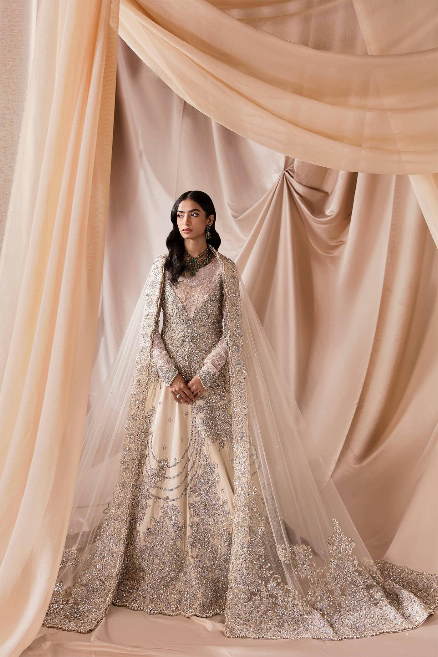 Ivory Embellished Duchess Satin Bridal Gown (2-Piece) - Image 3