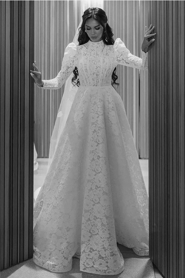 Ivory Lace A-Line Bridal Gown (2-Piece) - Image 1