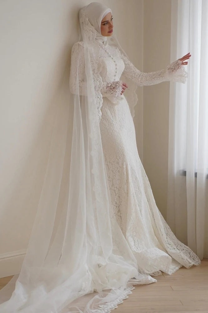 Ivory Floral Lace Mermaid Bridal Gown (2-Piece) - Image 1