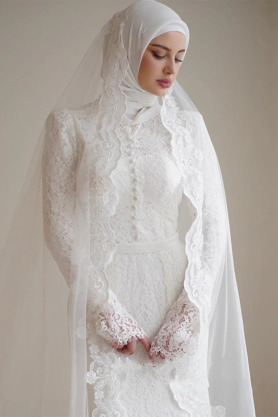 Ivory Floral Lace Mermaid Bridal Gown (2-Piece) - Image 2