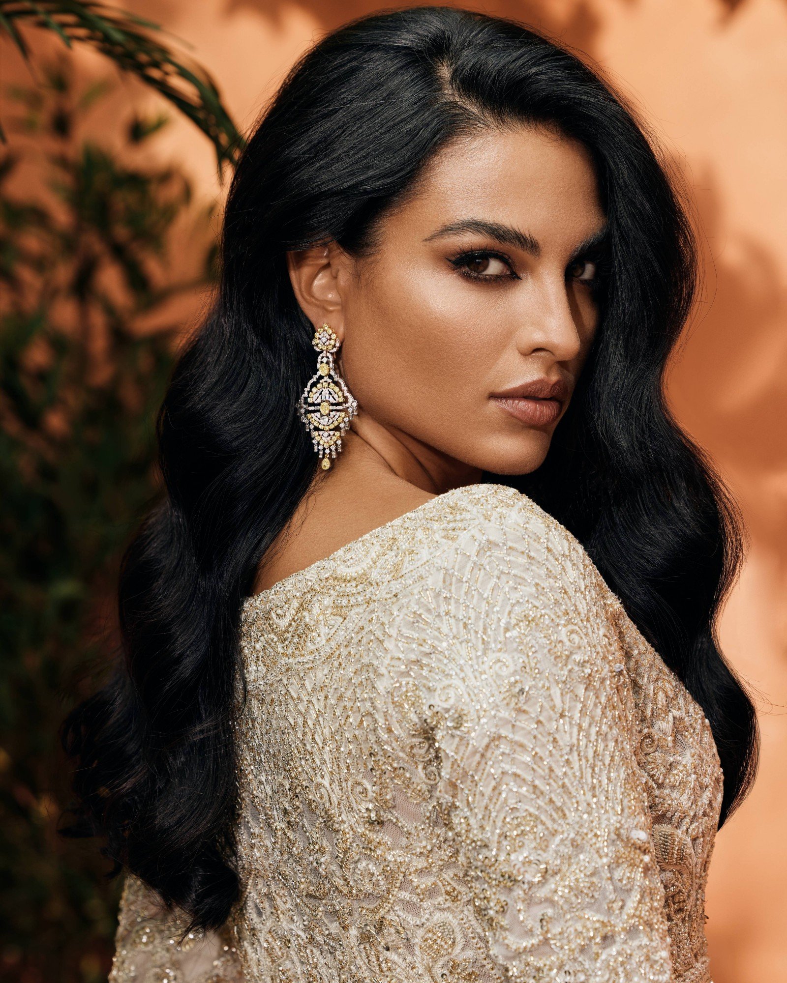 Ivory Hand-Embellished Net Gown (1-Pc) - Image 1