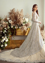 Silver Ivory Embroidered Net Bridal Gown (2-Piece) - Image 3