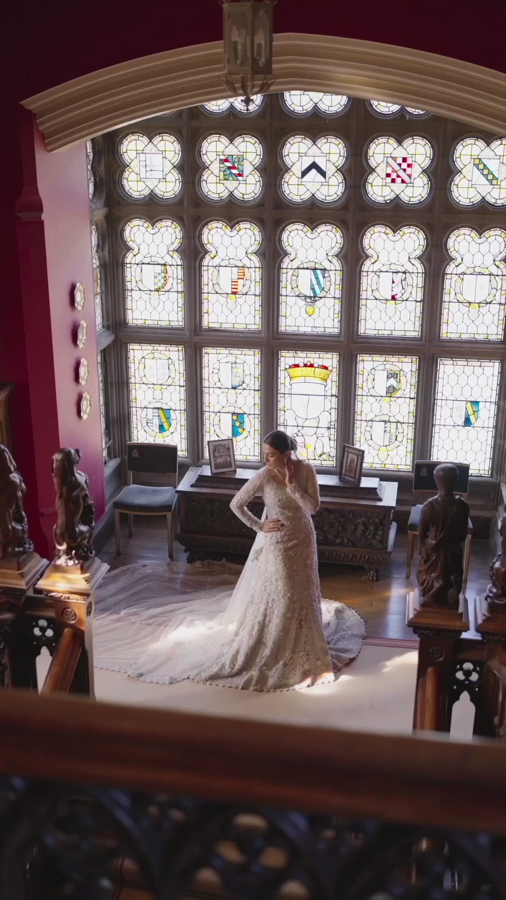 Pakistani Off-White Hand-Embellished Net Bridal Gown (2-Piece) - Image 9