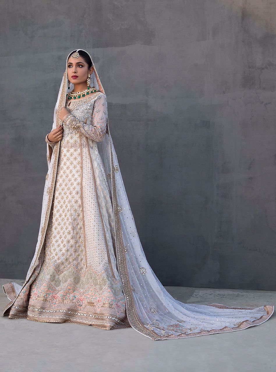 Ivory Embroidered Net Bridal Gown (2-Piece) - Image 1