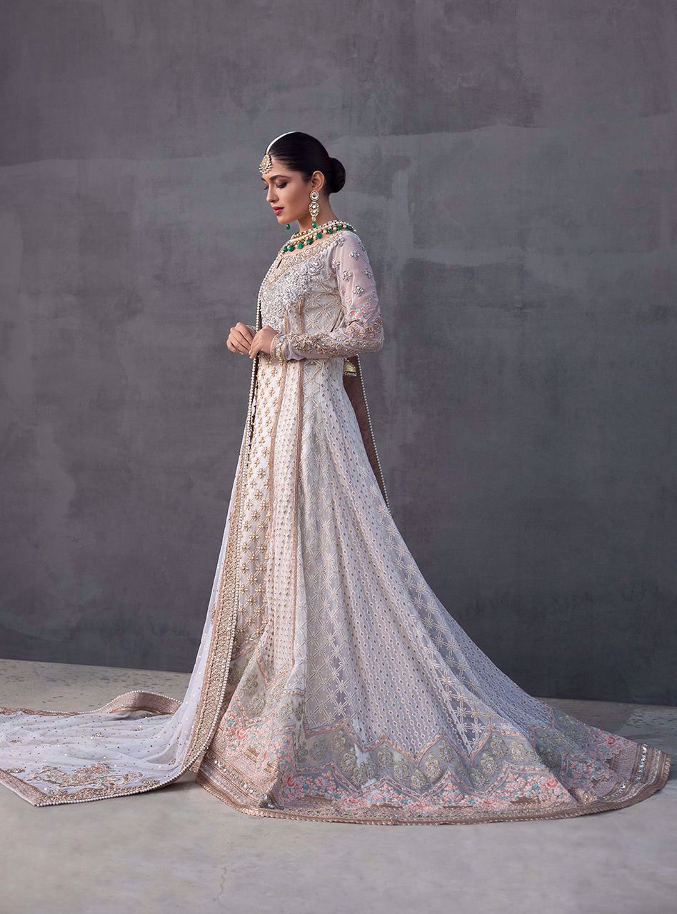 Ivory Embroidered Net Bridal Gown (2-Piece) - Image 2