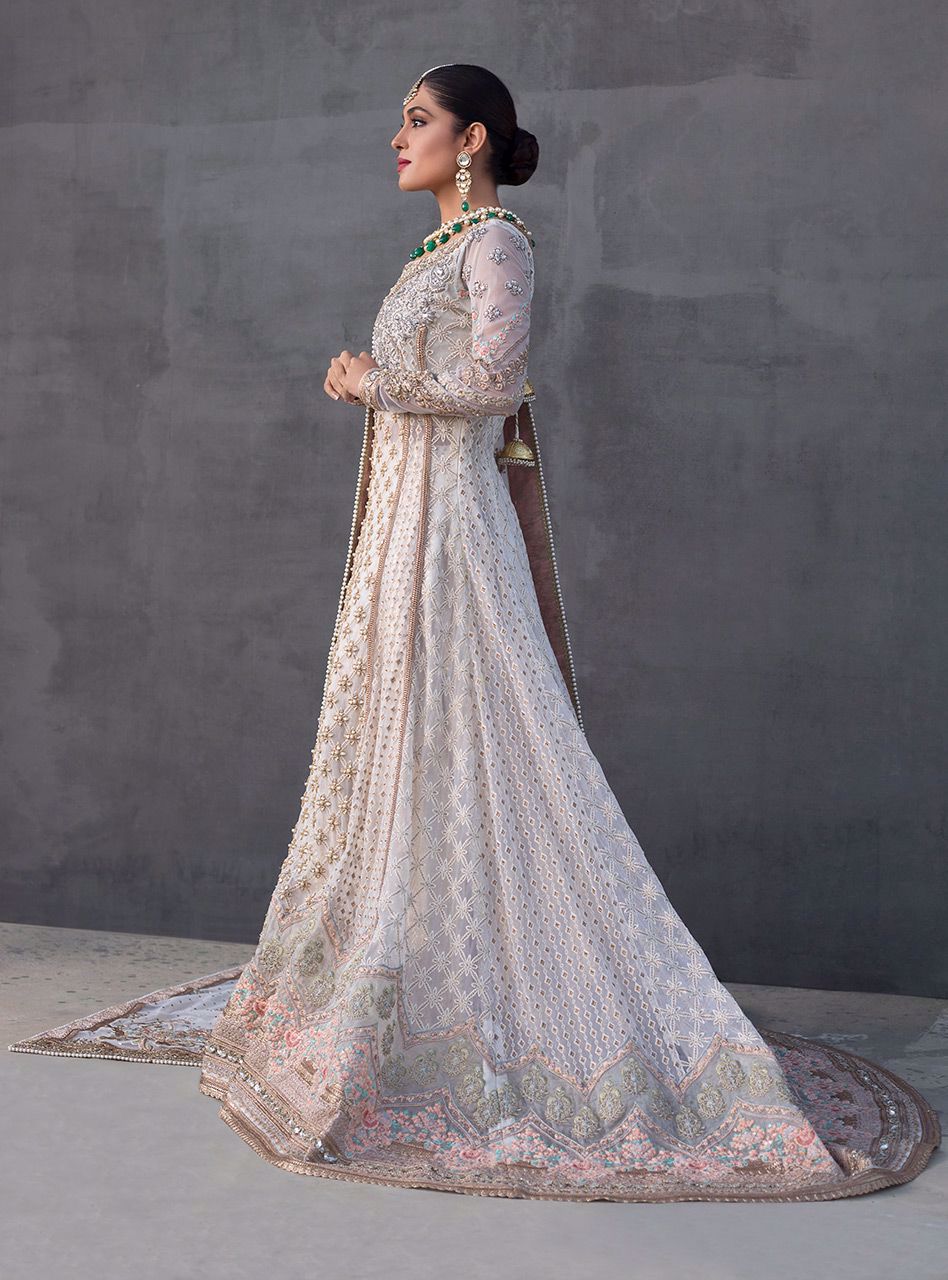 Ivory Embroidered Net Bridal Gown (2-Piece) - Image 6