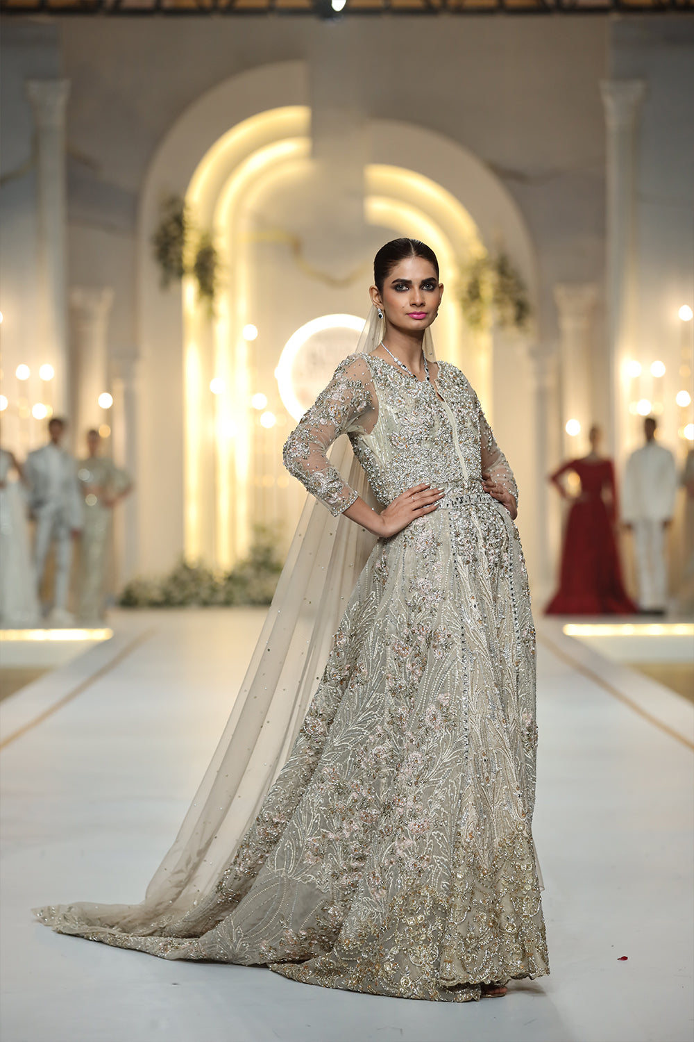 Ivory Hand-Embellished Net Bridal Maxi (2-Piece) - Image 1