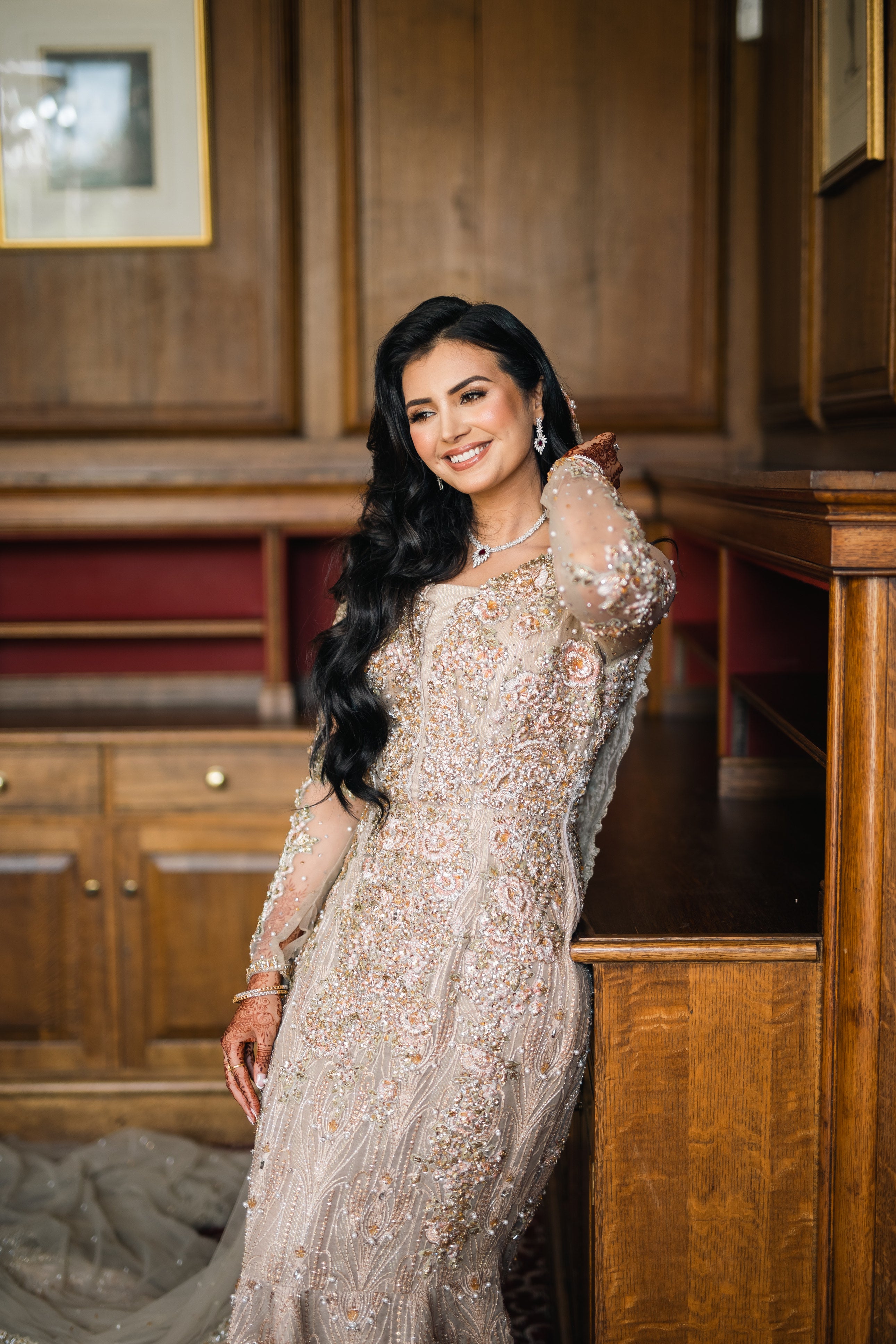 Ivory Hand-Embellished Net Bridal Maxi (2-Piece) - Image 2