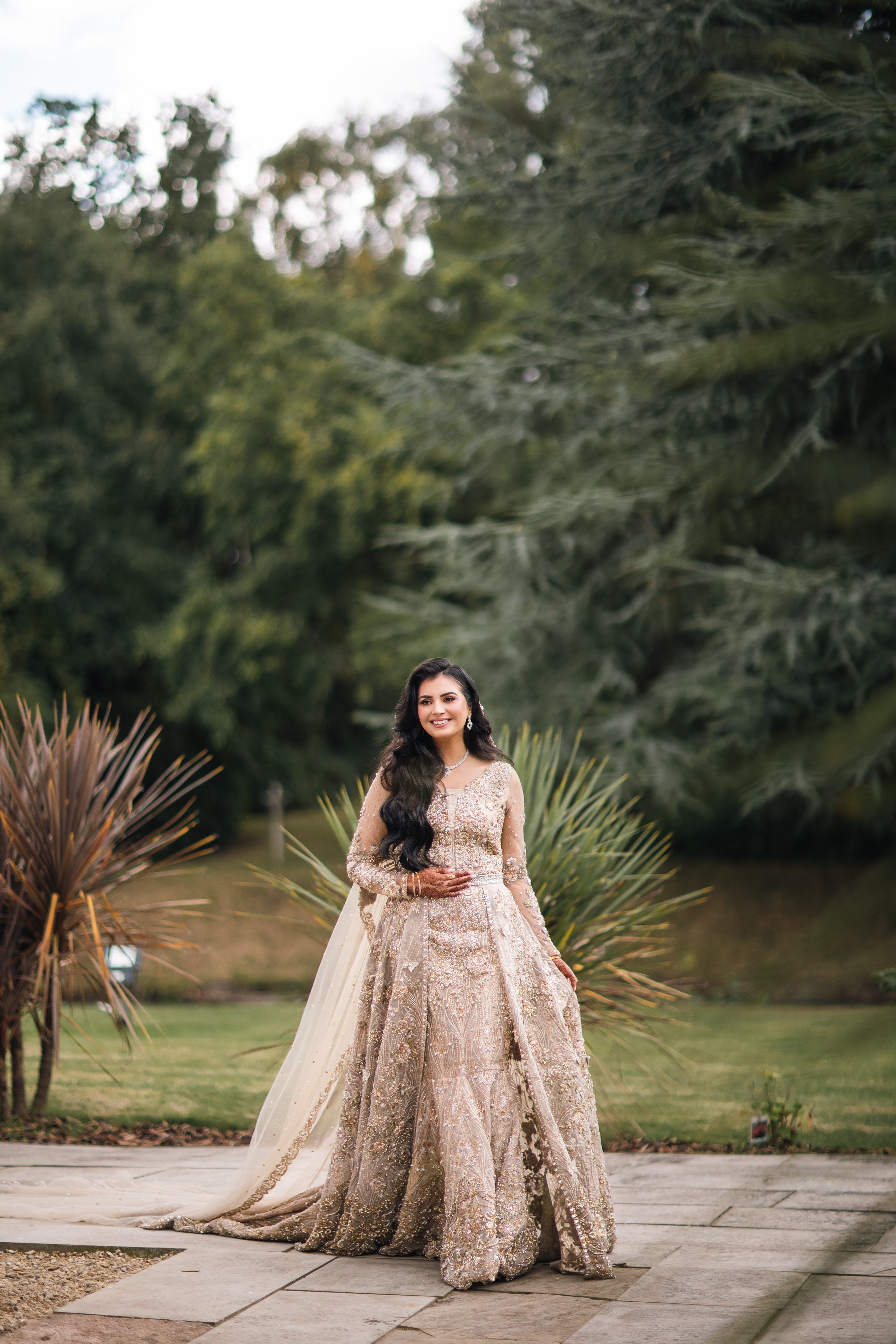 Ivory Hand-Embellished Net Bridal Maxi (2-Piece) - Image 3