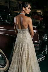 Indian Ivory Pearl-Embellished Net Gown (1-Pc) - Image 7