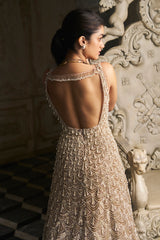 Nude Pearl-Tasselled Net Gown (1-Pc) - Image 6