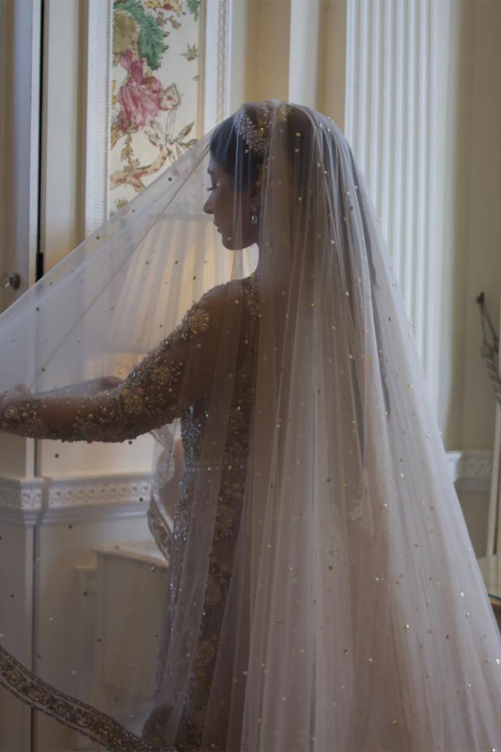 Pakistani Ivory Hand-Embellished Net Bridal Maxi (2-Piece) - Image 2