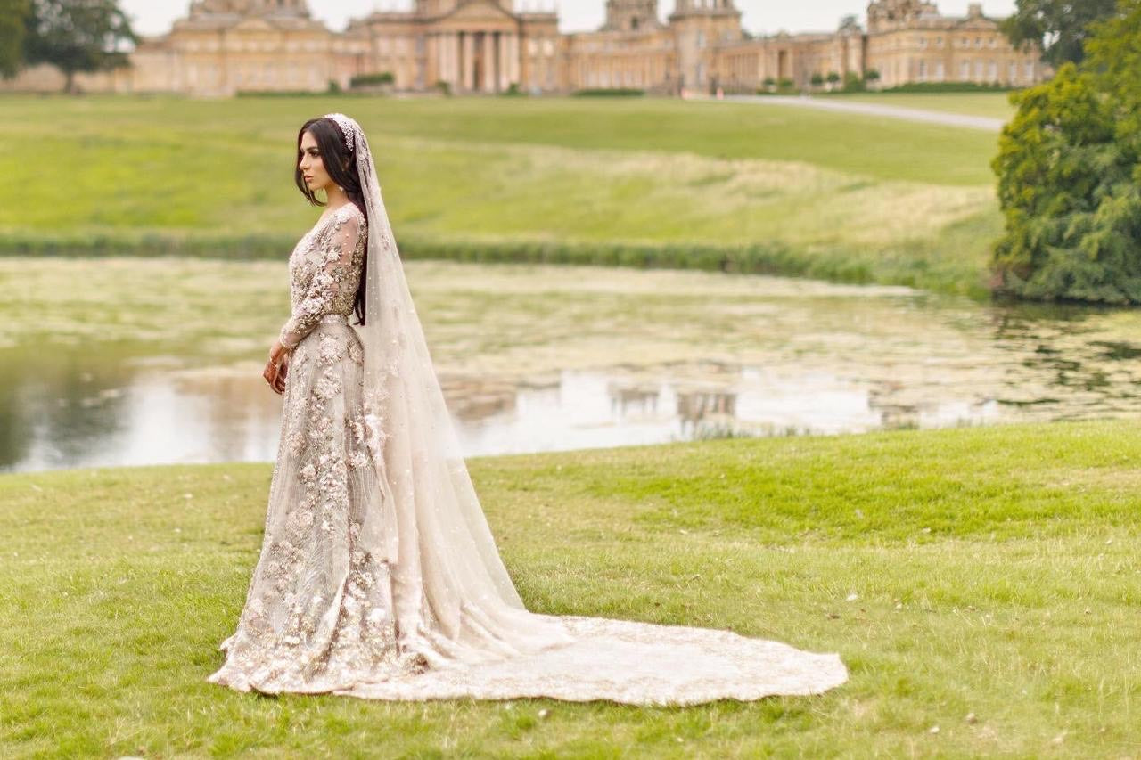 Pakistani Ivory Hand-Embellished Net Bridal Maxi (2-Piece) - Image 6