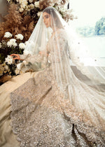 Silver Ivory Embroidered Net Bridal Gown (2-Piece) - Image 2