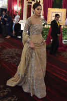 Almond Embroidered Net Bridal Gown (2-Piece) - Image 3